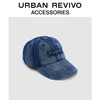 URBAN REVIVO2024春季新款女士潮酷洗水丹宁棒球帽UAWA40084 蓝色 F