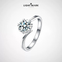 Light Mark 小白光 扭臂18k金六爪钻石戒指女结婚