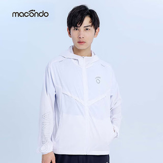 马孔多（macondo）男子跑步梭织外套马拉松领服防泼水防晒户外运动 白色 3XL 