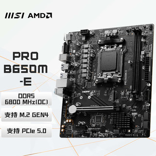 MSI 微星 PRO B650M-E DDR5 主板 支持CPU 7800X3D/7700X/7500F (AMD B650/AM5接口）
