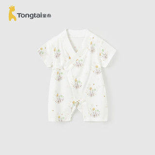 童泰（TONGTAI）婴儿和服连体衣夏季0-6月宝宝衣服新生儿短袖哈衣家居服内衣 绿色 52cm