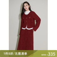 DUSHU 独束 大码女装时尚套装女冬红色半身裙氛围感优雅大气时尚两件套 外套 2XL
