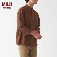 MUJI 無印良品 无印良品 MUJI 男式 法兰绒 立领衬衫 长袖休闲百搭衬衫衬衣男士 ACA75C1A 砖红色 XS