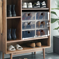 TENMA 天马 加厚鞋盒12个装鞋子收纳盒透明简易鞋柜鞋架透气翻盖