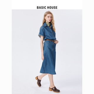 BASICHOUSE 百家好 Basic House/百家好短袖牛仔衬衫女季a字牛仔半裙套装