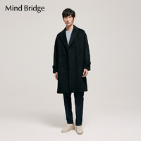 MB MindBridge百家好中长款羊毛大衣男2023黑色韩系毛呢外套