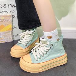 warrior回力秋季ins复古帆布鞋女韩版厚底高帮板鞋百搭休闲鞋