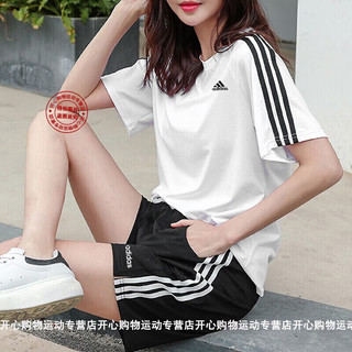 阿迪达斯（adidas）T恤女装上衣 2024春夏新款运动服饰圆领体恤半袖纯棉透气休闲短袖 GL0784/黑色纯棉/偏小一码