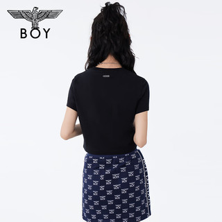 BOY LONDON春夏24女士短袖经典logo简约修身百搭潮牌T恤W01001 黑色 XS