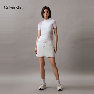 Calvin Klein Jeans24春夏新款女士复古辣妹风渐变效果微弹短袖T恤J223169 0