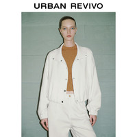 URBAN REVIVO UR2024春季女装休闲纽扣立领短款外套UWG140016 本白 XS