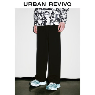 URBAN REVIVO UR2024春季男装时尚休闲百搭松紧腰抽绳阔腿裤UMV640010 黑色 30