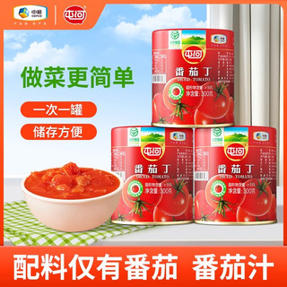 屯河 新疆内蒙新鲜番茄丁罐头0添加剂低脂即食凉拌菜预制菜 大块番茄丁300g*3罐