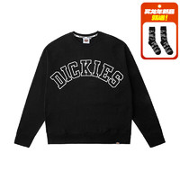 dickies24春夏字母logo贴布绣美式圆领毛圈布卫衣DK013103 沥青黑 XL