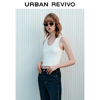 URBAN REVIVO UR2024春季女装时尚百搭内搭打底修身弹力U领背心UWB440005 本白 M