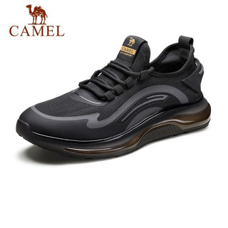 骆驼（CAMEL）飞织跑步鞋男士缓震轻便软底耐磨时尚运动鞋 GMS2210054黑色 42