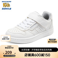 Skechers斯凯奇儿童休闲低帮板鞋男童龙年休闲鞋子红色新年运动鞋405638L 白色/WHT 28.5