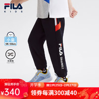 FILA【丝柔棉】斐乐童装儿童裤子2024夏季小童男童针织长裤潮 传奇蓝-NV 105