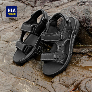 海澜之家HLA凉鞋男士百搭舒适户外休闲沙滩鞋凉鞋HAALXM2DBH012 黑色38