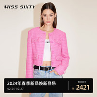 MISS SIXTY2024春季呢料外套女小香风法式气质优雅短款高级感 玫红 XS
