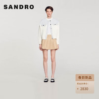 SANDRO2024早春女装法式休闲圆领白色针织短外套SFPCA00932 10/白色 2
