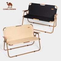 CAMEL 骆驼 户外双人折叠椅便携式露营椅子野餐沙滩铝合金木纹野营旅行凳子