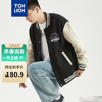 唐狮 TONLION男棒球领拼接棒球服外套 黑色 XL