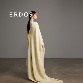 ERDOS 24早春轻盈保暖羊绒双层蓬松双面异色定位提花钩女士披肩围巾 香蕉奶昔 200cmX150cm