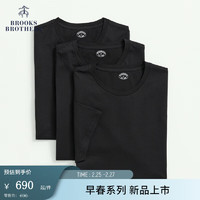 布克兄弟（BrooksBrothers）早春24男士经典圆领短袖T恤三件装 0004-黑色 M