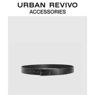 URBAN REVIVO2024春季男士简约百搭金属饰扣皮带UAMA40038 黑色 115cm