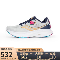 saucony 索康尼 向导15跑步鞋女款缓震支撑运动鞋 GRY-灰金 6