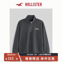 HOLLISTER24春夏休闲宽松质感立领落肩袖运动卫衣男 356710-1 黑色 XL (180/116A)