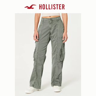 HOLLISTER24春夏新款低腰宽松斜纹布工装风休闲裤 女 355877-1