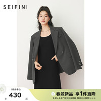 诗凡黎（'SEIFINI）灰色职业感西装外套2024春美拉德棕色高级感好看上衣女 灰色发 160/84A/M