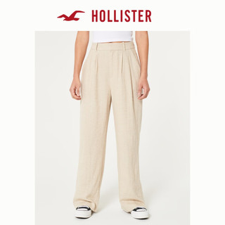 HOLLISTER24春夏高腰亚麻混纺休闲阔腿裤 女 356885-1 米黄色 XS (160/64A)