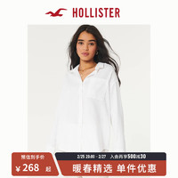 HOLLISTER春夏休闲舒适宽松亚麻混纺纽扣式长袖衬衫 女 355924-1 白色 XXS (160/80A)