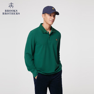 布克兄弟（BrooksBrothers）男士春秋简约纯色棉质珠地网眼长袖POLO衫 3003-绿色 M