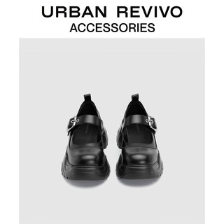 URBAN REVIVO2024春季女士玛丽珍厚底增高单鞋UAWS40008春晚 黑色 3