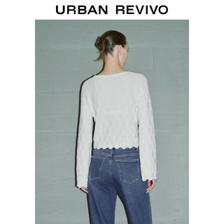 URBAN REVIVO UR2024春季女装时尚气质氛围感软糯V领针织开衫UWG940044 本白 XS