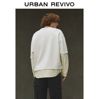URBAN REVIVO UR2024春季男装时髦设计感假两件超宽松圆领卫衣UML440025 卡其 S