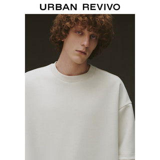 URBAN REVIVO UR2024春季男装时髦设计感假两件超宽松圆领卫衣UML440025 卡其 S