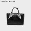CHARLES&KEITH丝巾大容量包托特包手提包包女包女士CK2-50671481 Black黑色 M