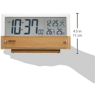 精工(SEIKO)【】精工 日本电波 显示日历温湿度浅棕色木纹 闹钟