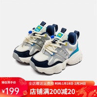 Kappa 卡帕 Kids背靠背卡帕童鞋秋季运动鞋轻便跑步鞋透气网面鞋子冬季童鞋易穿脱 深蓝色 26码