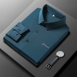 romon罗蒙罗冠2024春秋季新款男士长袖衬衫休闲衬衫中老年衬衣外套男