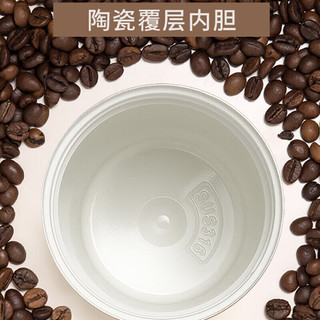 Vanow保温杯咖啡杯陶瓷内胆男女士高颜值便携吸管水杯子  暮色黑-陶瓷覆层 500ml