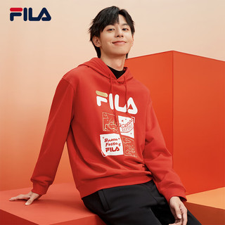 FILA 斐乐 连帽卫衣2024春龘龘龙男女上衣 传奇红-RD 170/92A/M