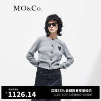 MO&Co.【美拉德】爱心刺绣欧根纱羊毛羊绒针织开衫MBC1CAR019 浅花灰色-第2批 S/160
