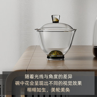 金灶（KAMJOVE）三才盖碗 玻璃盖碗茶具 大号盖碗不烫手泡茶盖碗茶具套装GD-010 诗悦手工玻璃茶盖碗