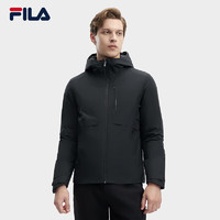 FILA 斐乐男士轻薄羽绒服基础休闲连帽保暖外套 正黑色-BK 175/96A/L